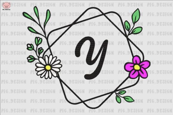 Flower Daisy Font Y Embroidery Design
