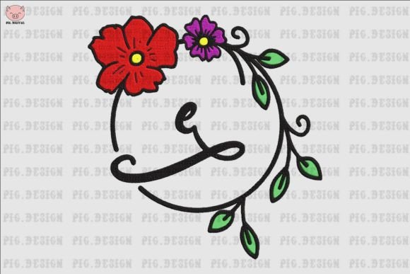 Flower Font E: A Delicate, Heartfelt Embroidery Choice