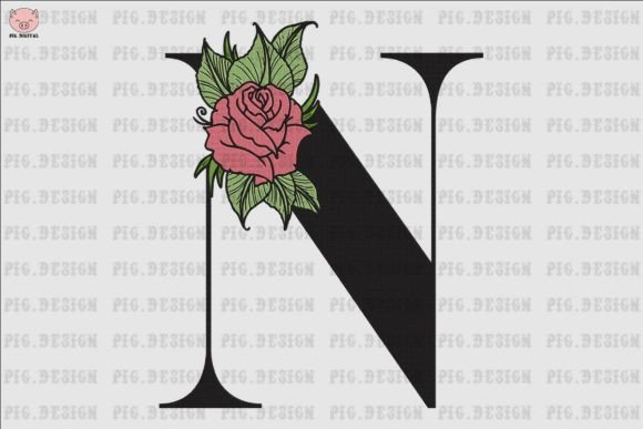 Flower Rose Font N: Elegant, Romantic Embroidery for Meaningful Gifts