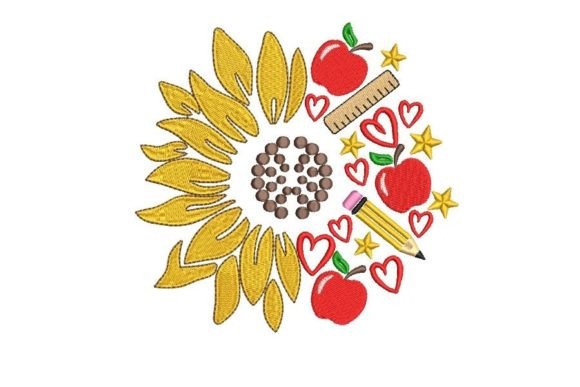 Teacher Sunflower Embroidery Design